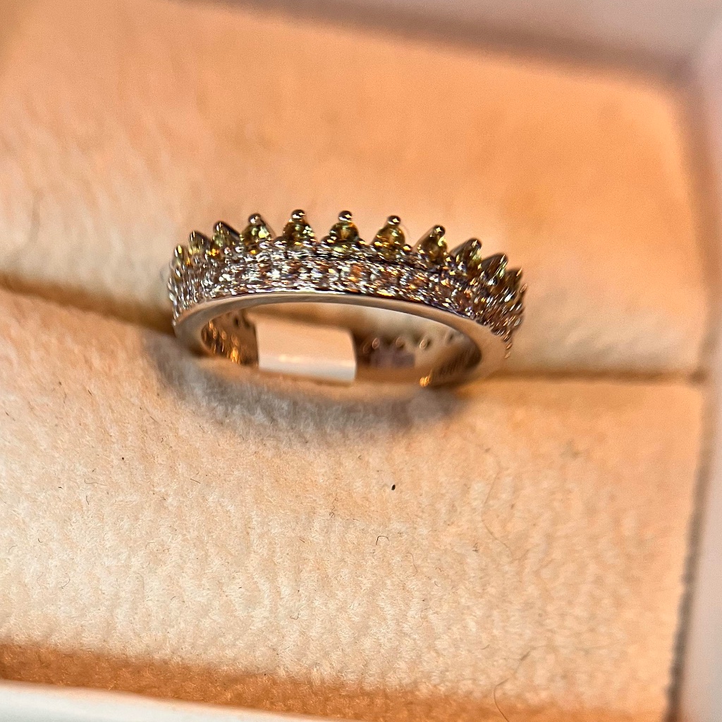 Bomb Party The Catherine Ring Chrysolite Cubic Zirconia Rhodium Plating 27$